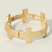 Women's Worn Metal Cross Stretch Bracelet
