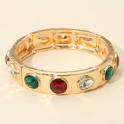 Teardrop Oval Round Stone Embellished Stretch Bracelet