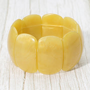 Bold Resin Wide Rectangular Panel Beaded Stretch Bracelet