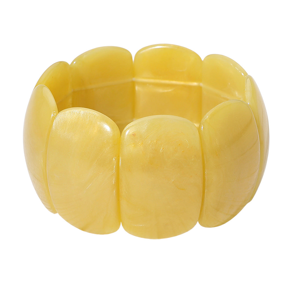 Bold Resin Wide Rectangular Panel Beaded Stretch Bracelet