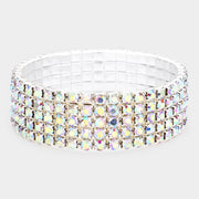 5-Row Crystal Rhinestone Stretchable Bracelet