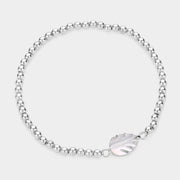 Leaf Accented Metal Ball Stretch Bracelet