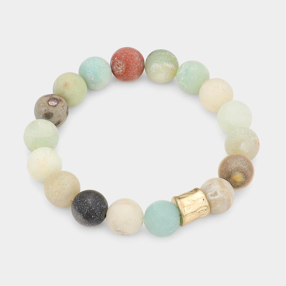 Semi precious stone beaded stretch bracelet