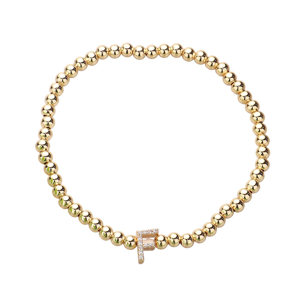 SECRET BOX_ F Monogram Initial Stretch Bracelet