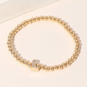 Stone Paved Boot Brass Ball Beaded Stretch Bracelet