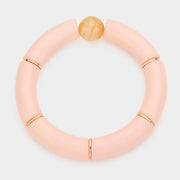Round Bead Accented Resin Stretch Bracelet