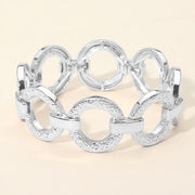 Textured Metal Ring Link Stretch Bracelet