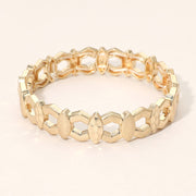 Metal Geometric Link Beaded Stretch Bracelet