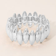 Bold Hammered Metal Marquise Beaded Stretch Bracelet
