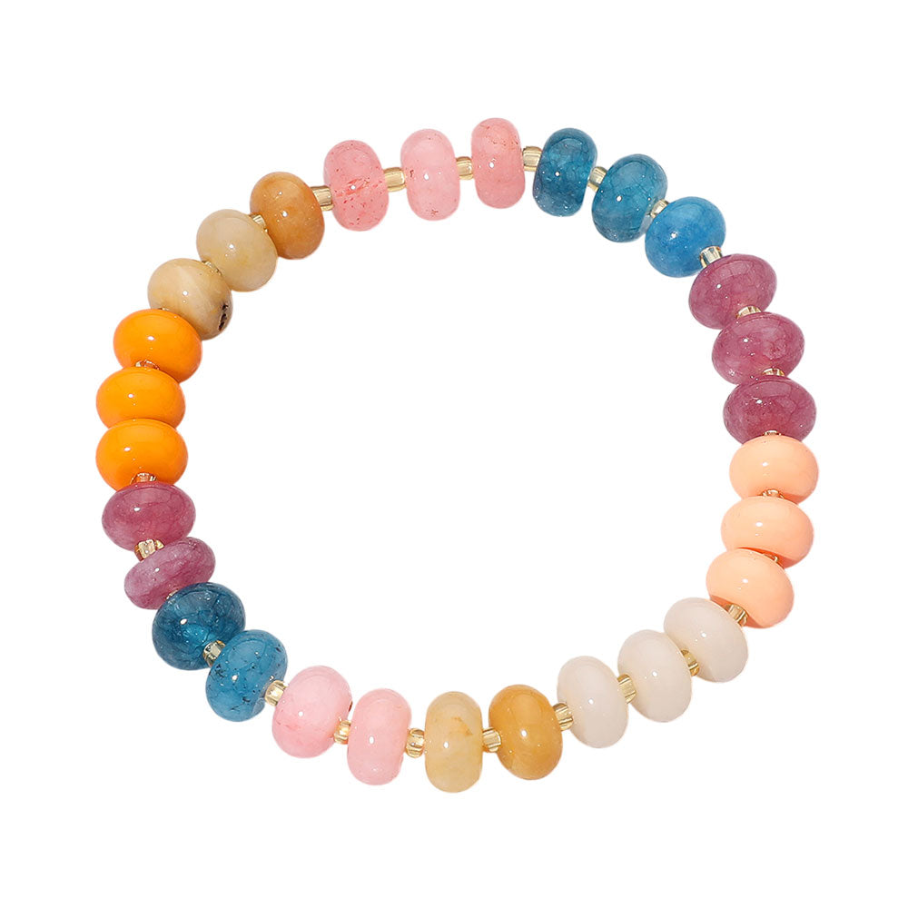 Resin Pebble Beaded Stretch Bracelet
