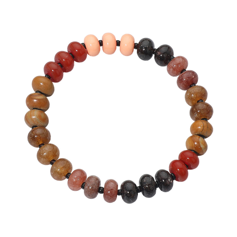 Resin Pebble Beaded Stretch Bracelet