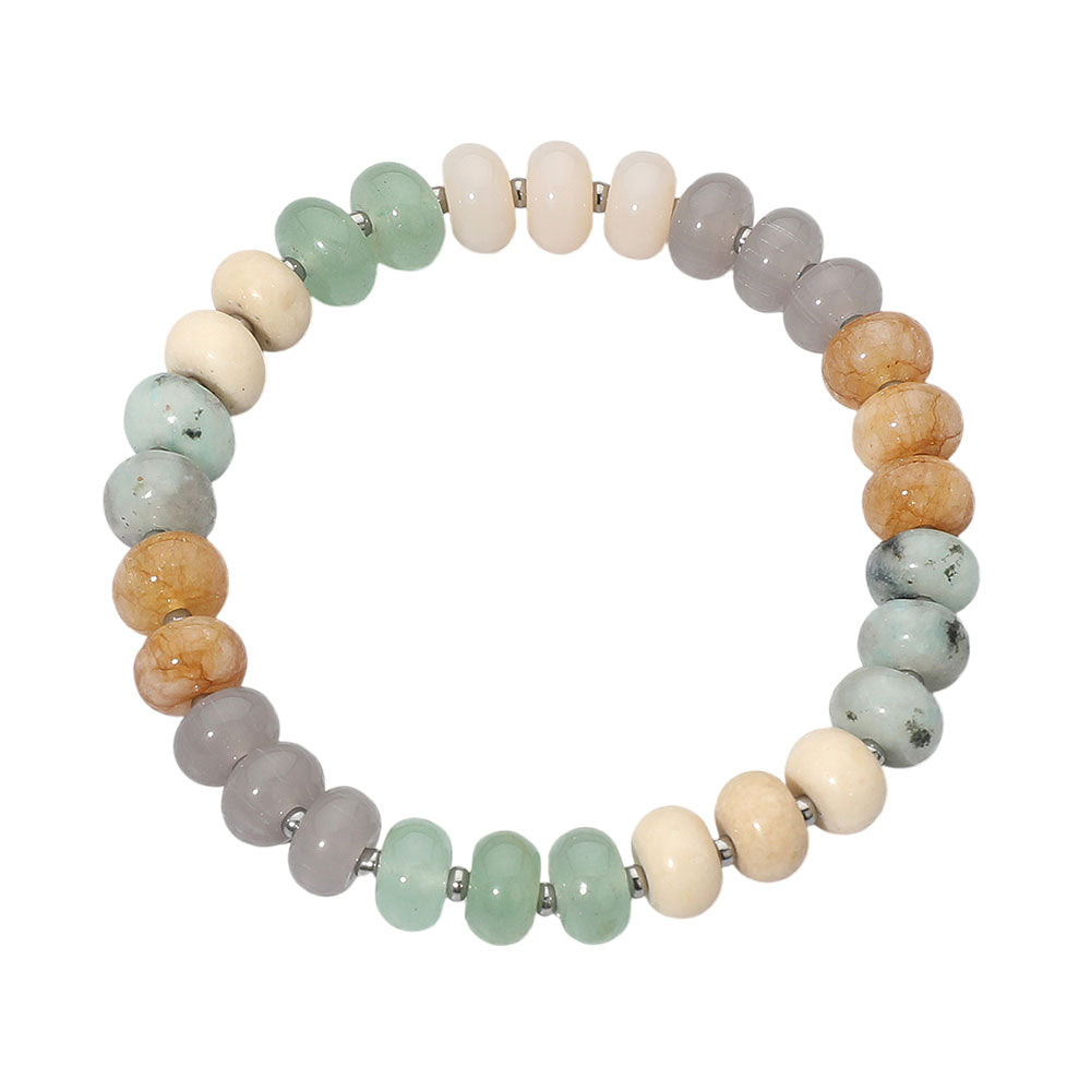 Resin Pebble Beaded Stretch Bracelet