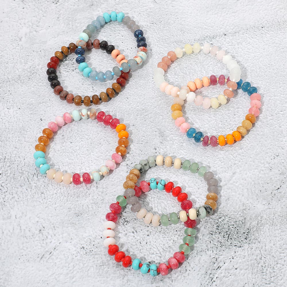 Resin Pebble Beaded Stretch Bracelet