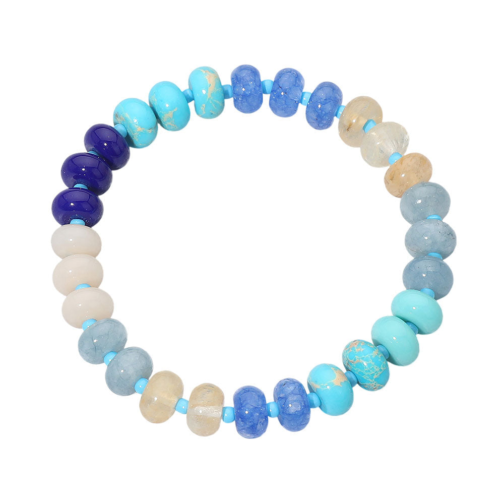Resin Pebble Beaded Stretch Bracelet