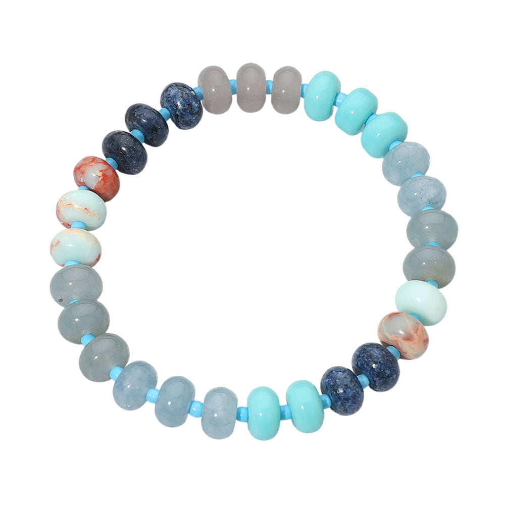Resin Pebble Beaded Stretch Bracelet