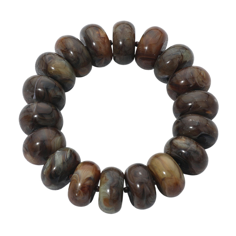 Chunky Marbled Rounded Pebble Beaded Stretch Bracelet