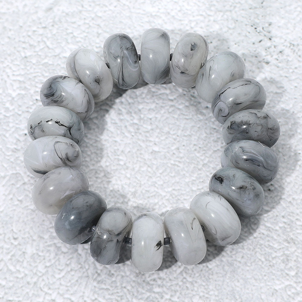 Chunky Marbled Rounded Pebble Beaded Stretch Bracelet