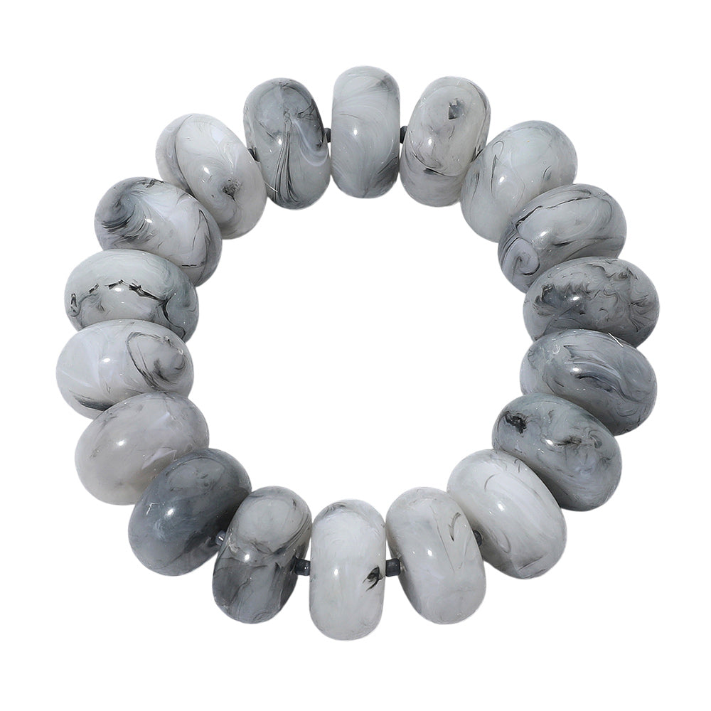 Chunky Marbled Rounded Pebble Beaded Stretch Bracelet