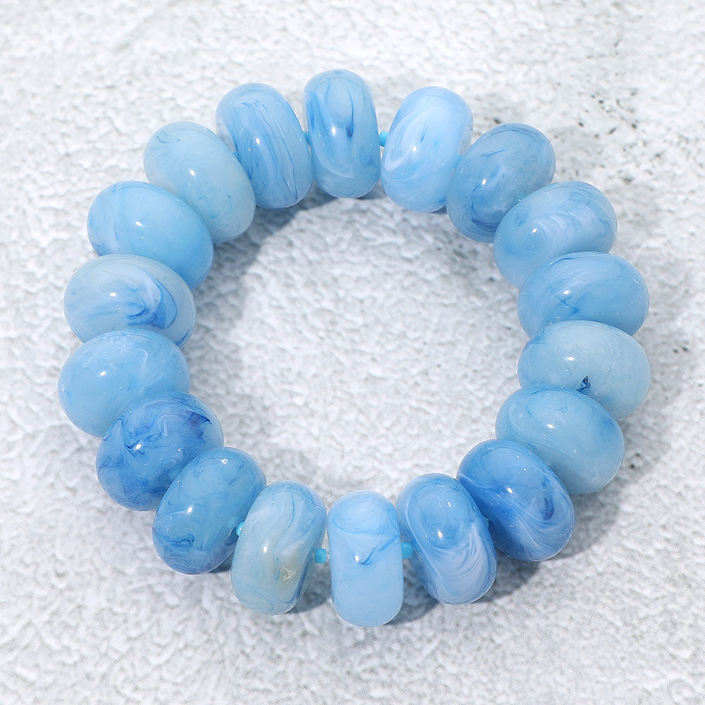 Chunky Marbled Rounded Pebble Beaded Stretch Bracelet