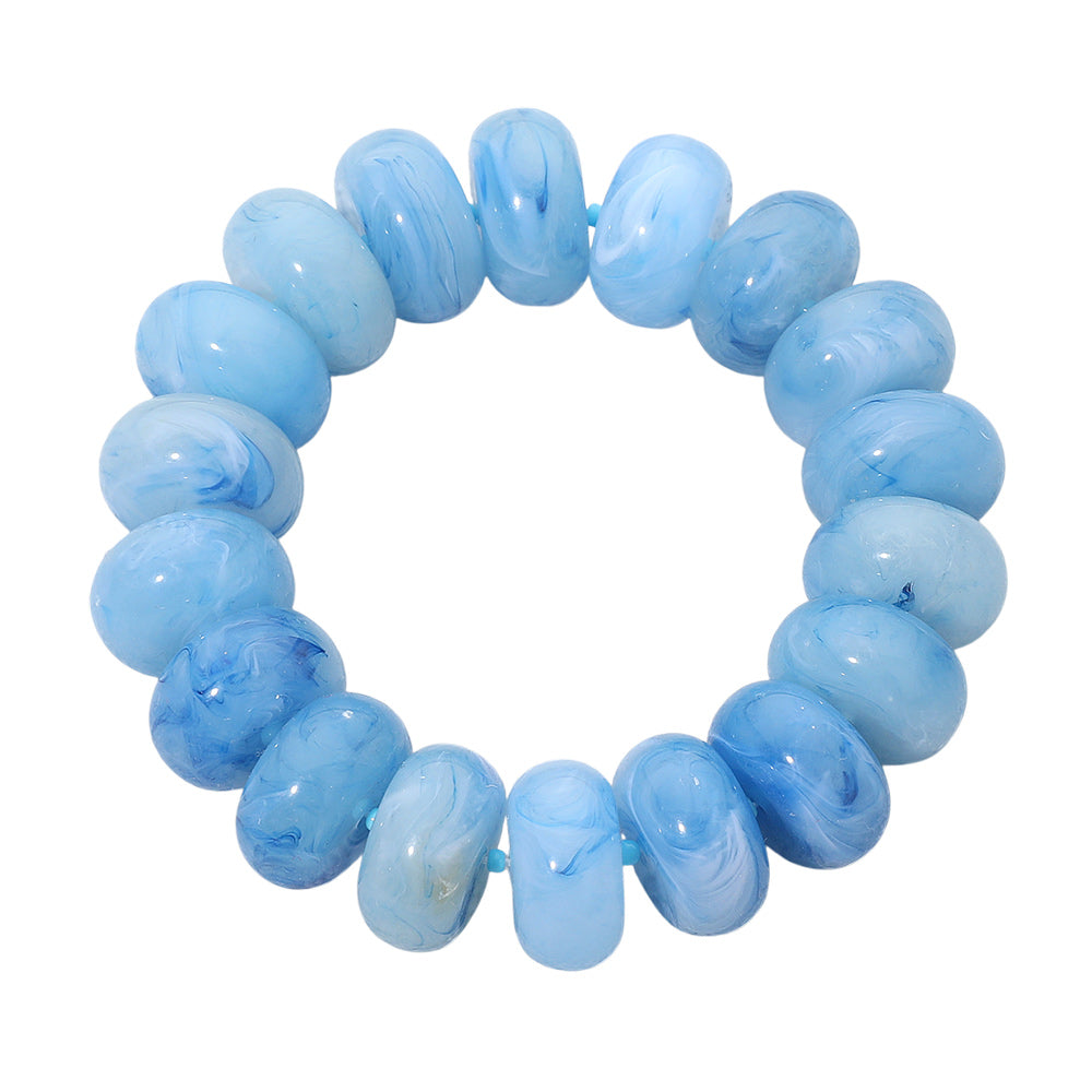 Chunky Marbled Rounded Pebble Beaded Stretch Bracelet
