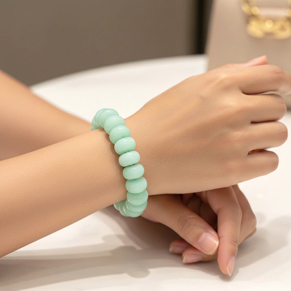 Chunky Marbled Rounded Pebble Beaded Stretch Bracelet