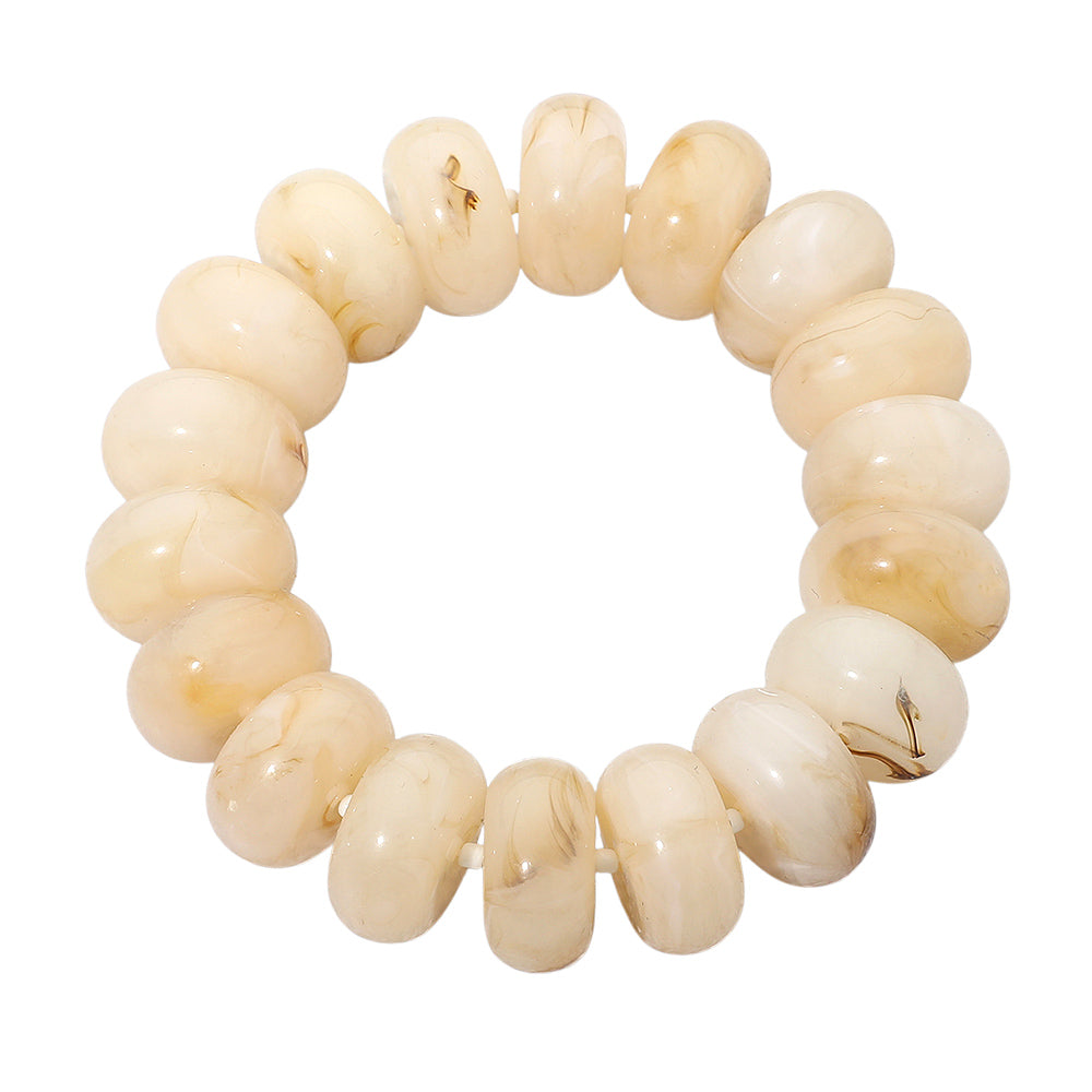 Chunky Marbled Rounded Pebble Beaded Stretch Bracelet