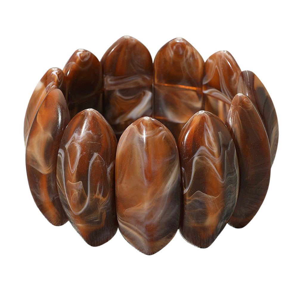 Bold Marbled Oval Penal Beaded Stretch Bracelet