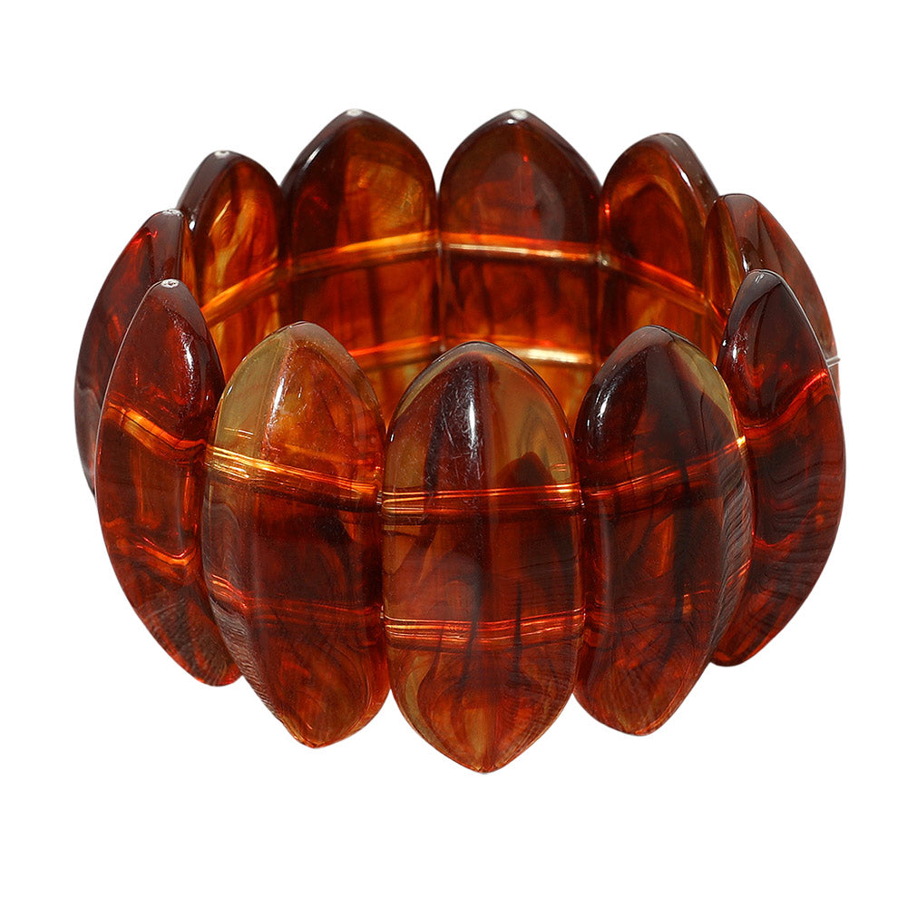 Bold Marbled Oval Penal Beaded Stretch Bracelet