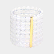 7Rows Wide Faceted Round Beaded Stretch Bracelet