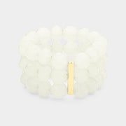 3Rows Faceted Beaded Ball Stretch Bracelet