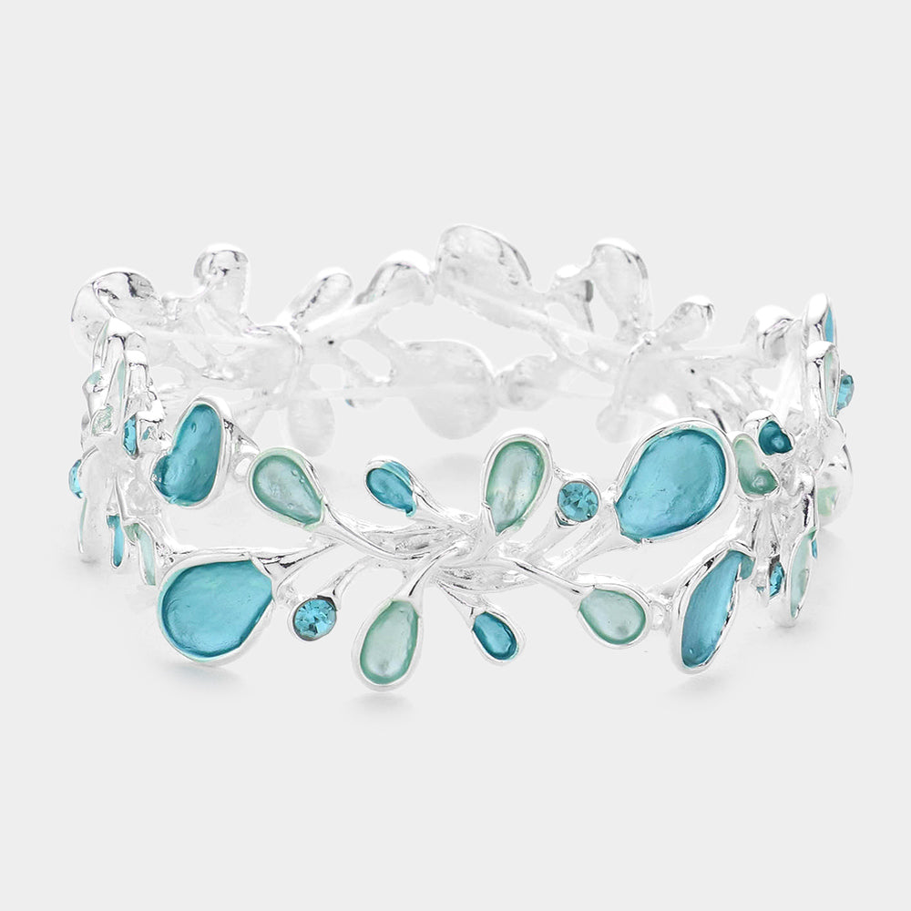 Colored Metal Sprout Cluster Stretch Bracelet