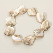 Sculpted Organic Shaped Shell Beaded Stretch Bracelet
