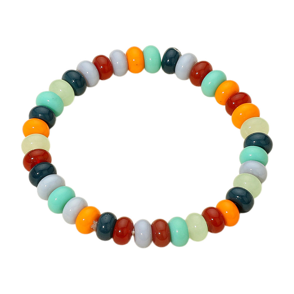 Resin Pebble Beaded Stretch Bracelet