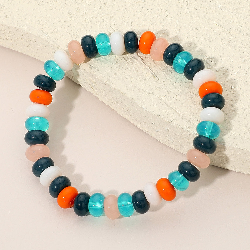 Resin Pebble Beaded Stretch Bracelet