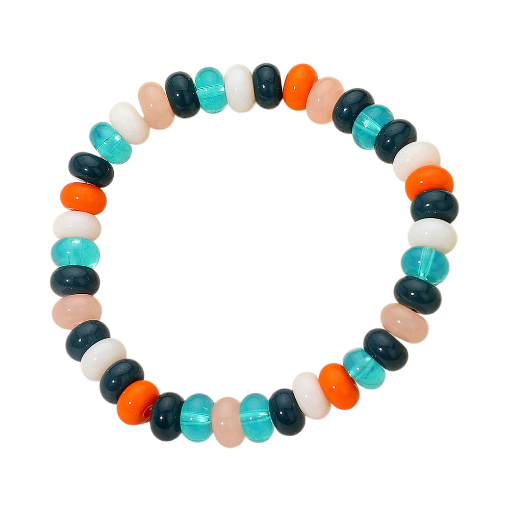 Resin Pebble Beaded Stretch Bracelet