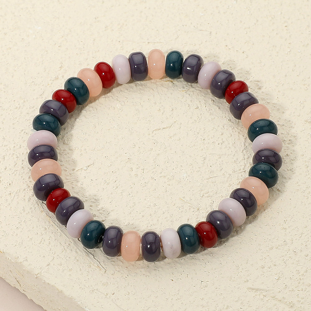 Resin Pebble Beaded Stretch Bracelet