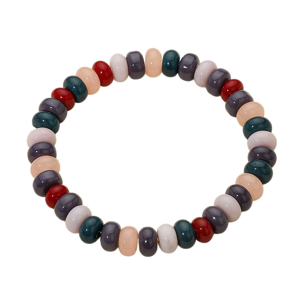 Resin Pebble Beaded Stretch Bracelet