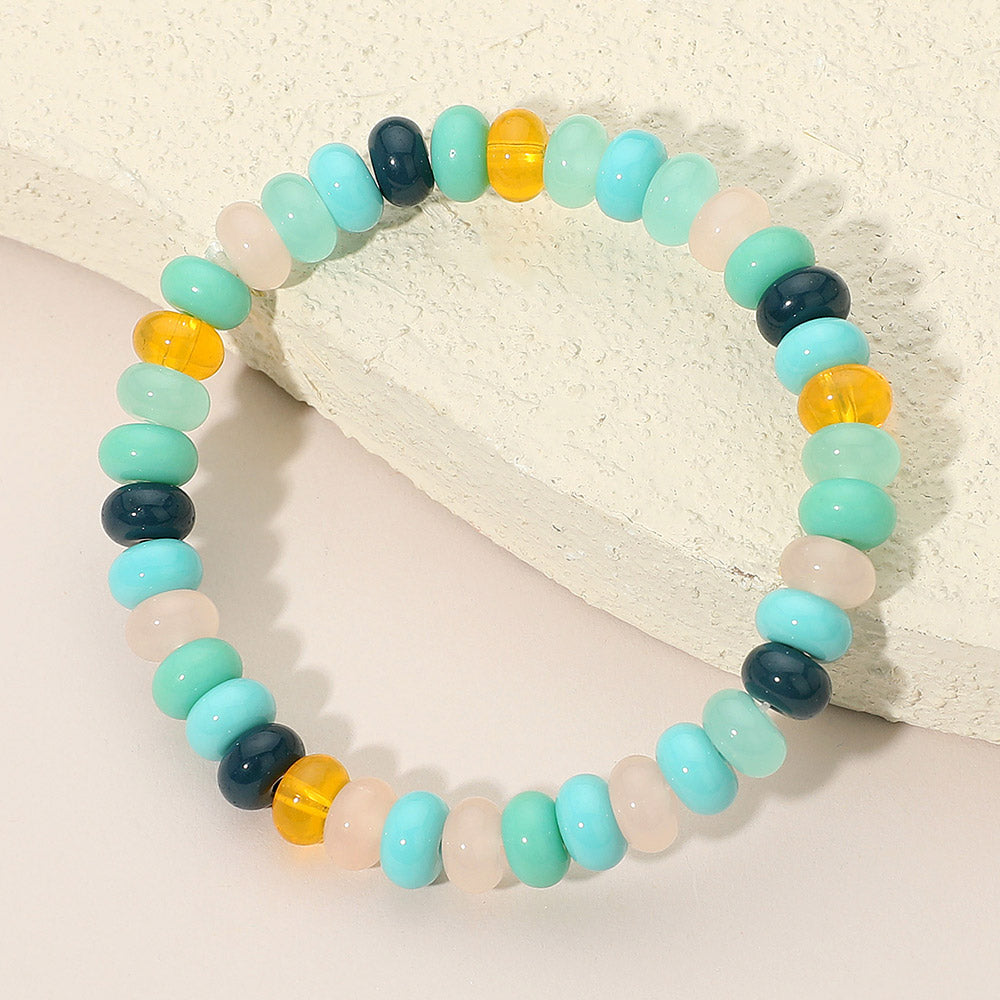 Resin Pebble Beaded Stretch Bracelet