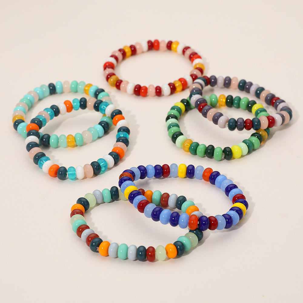 Resin Pebble Beaded Stretch Bracelet
