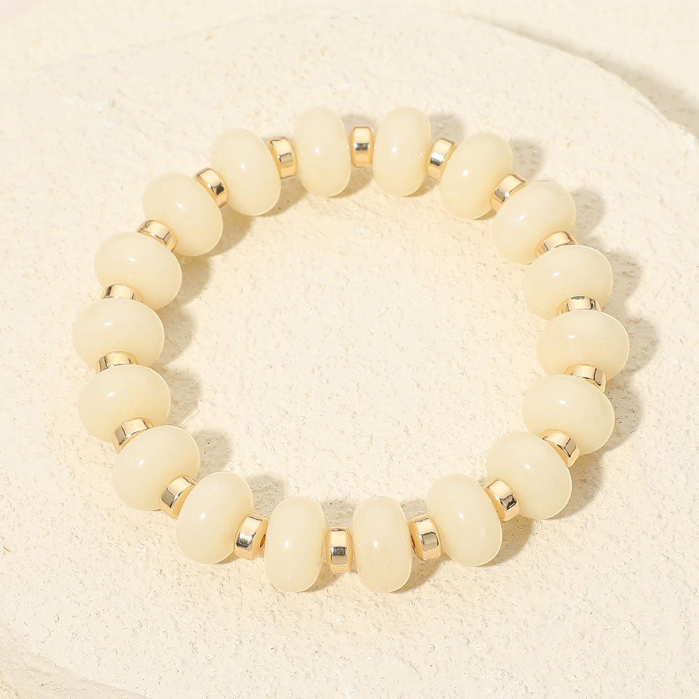 Resin Round Beaded Stretch Bracelet