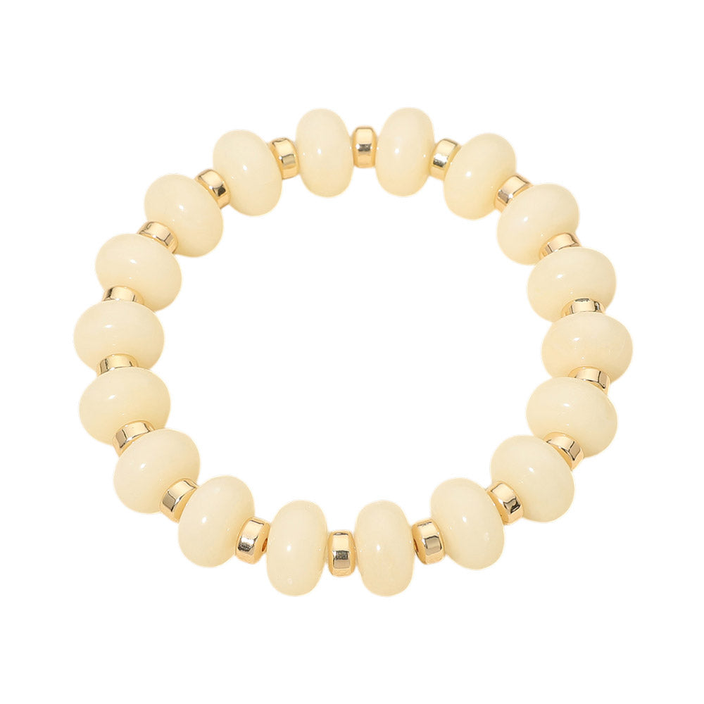 Resin Round Beaded Stretch Bracelet