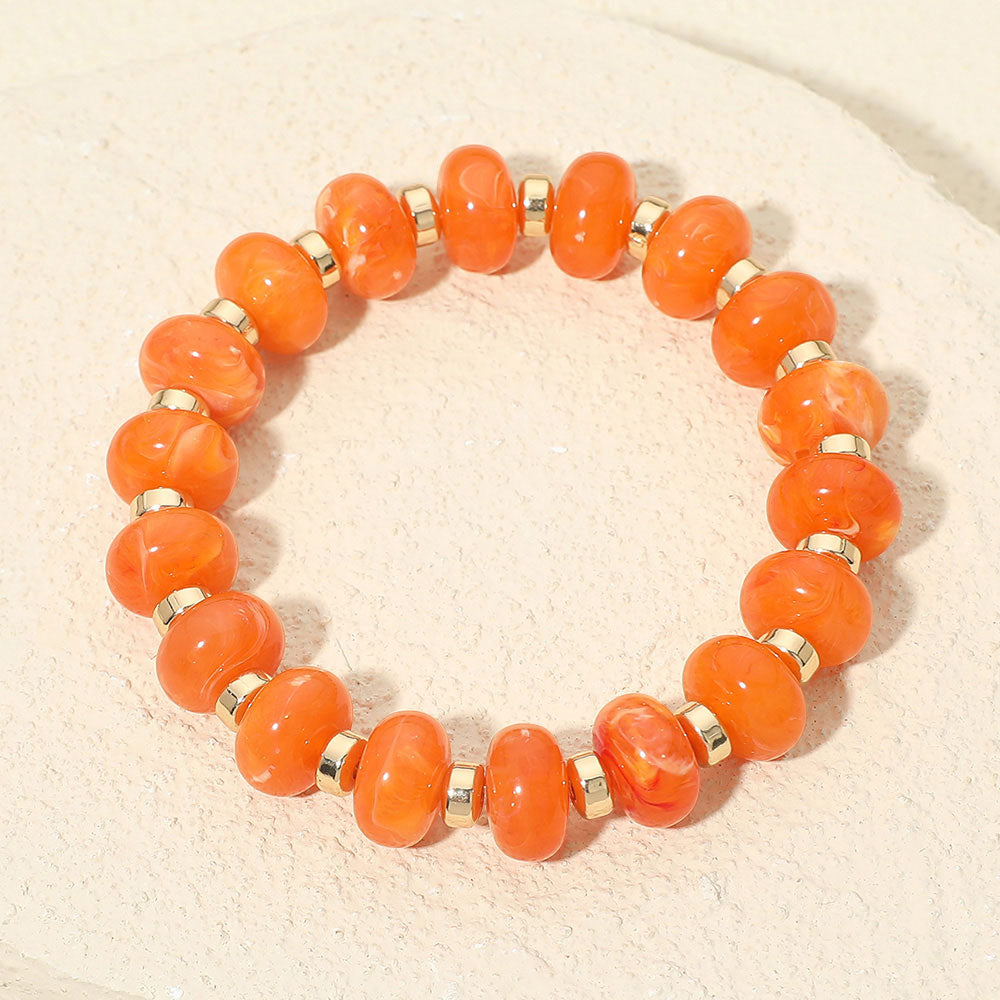 Resin Round Beaded Stretch Bracelet