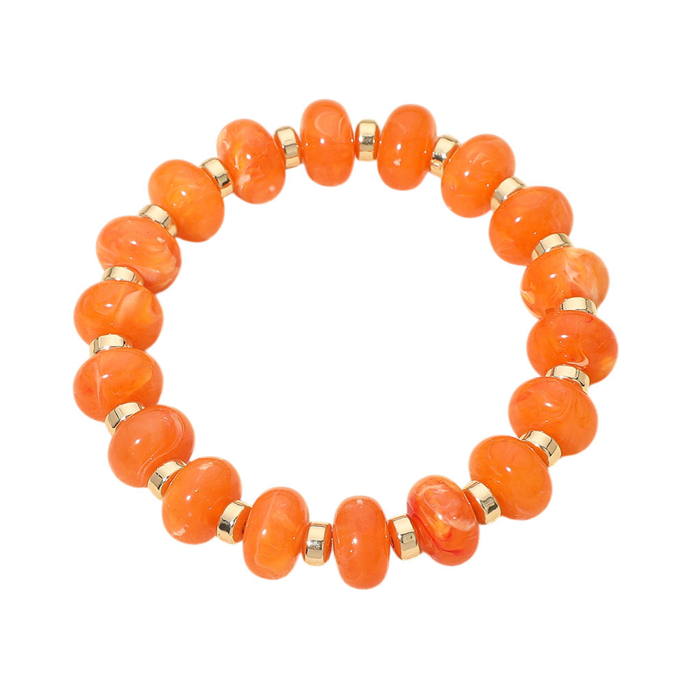 Resin Round Beaded Stretch Bracelet