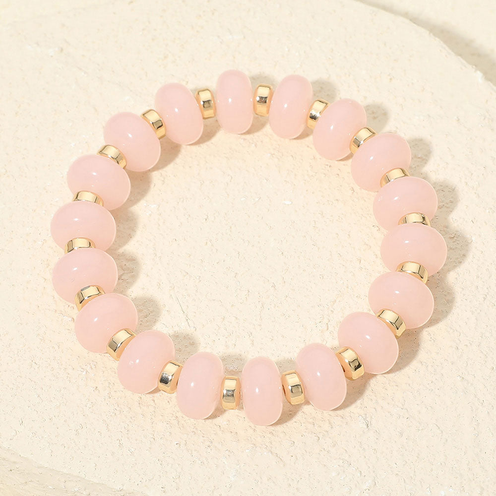 Resin Round Beaded Stretch Bracelet