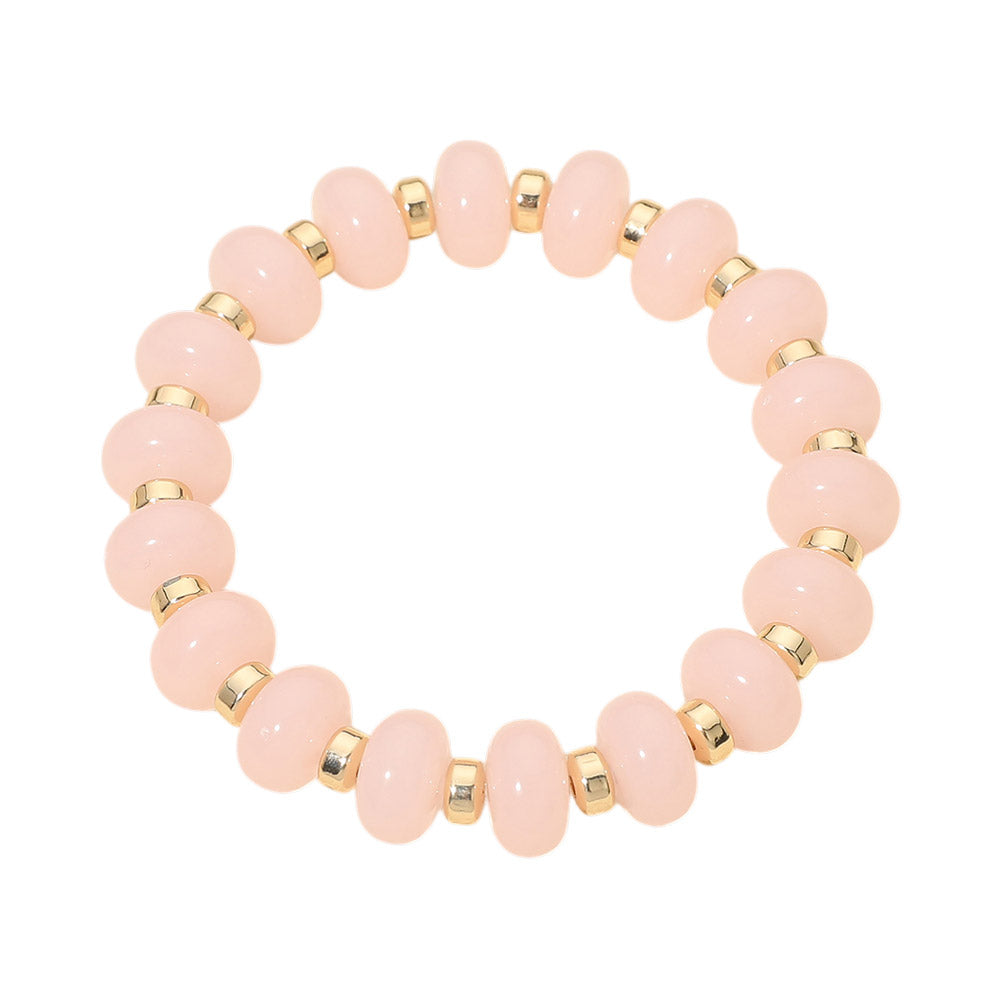 Resin Round Beaded Stretch Bracelet