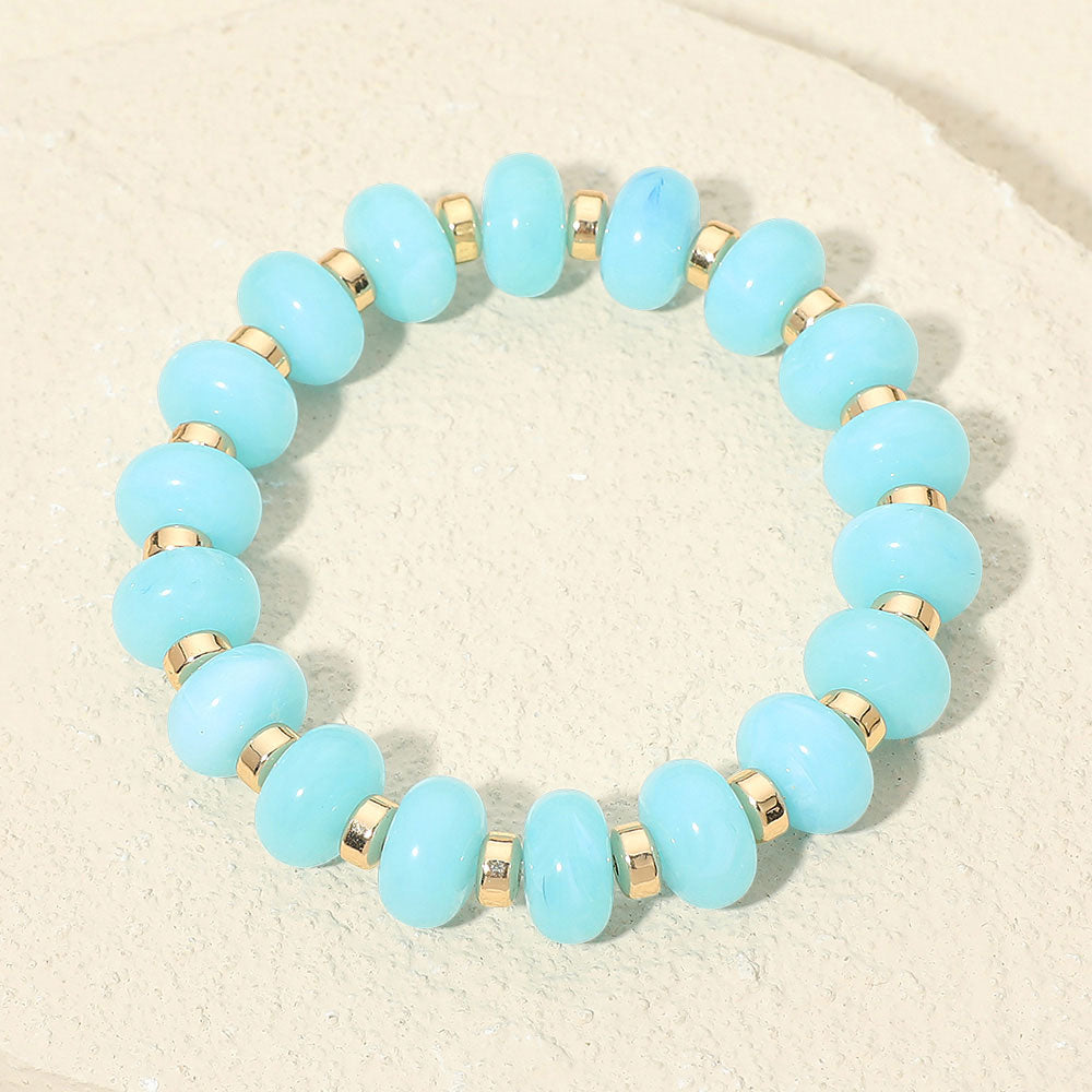 Resin Round Beaded Stretch Bracelet