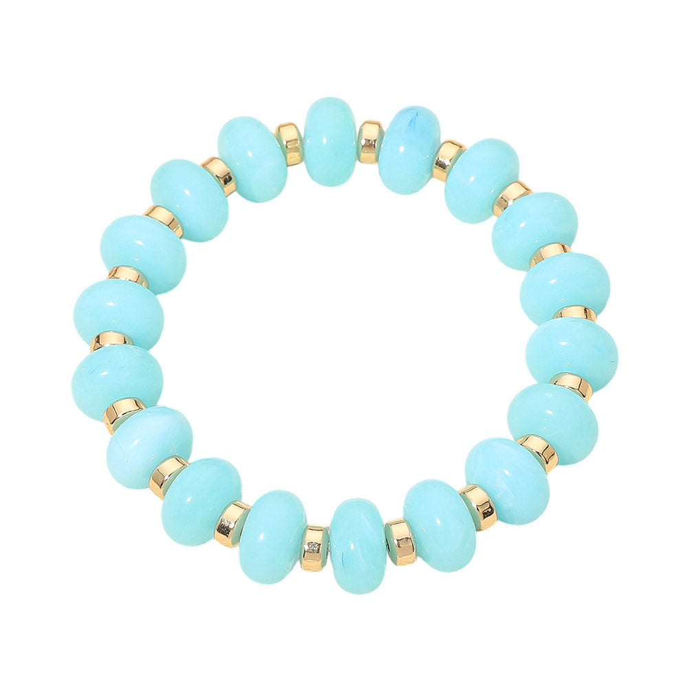 Resin Round Beaded Stretch Bracelet