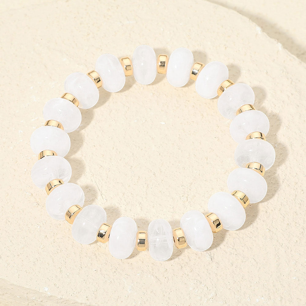 Resin Round Beaded Stretch Bracelet