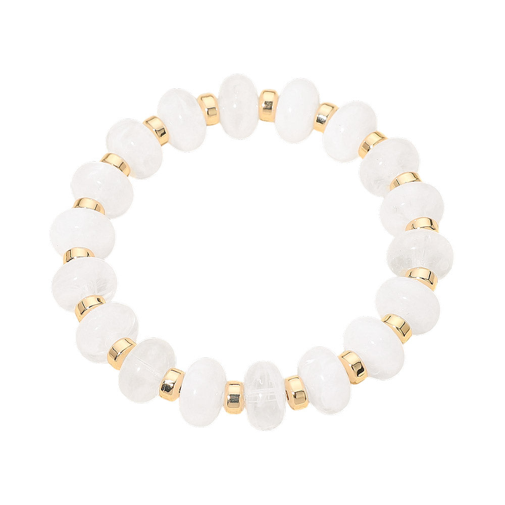Resin Round Beaded Stretch Bracelet