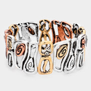 Abstract Antique Metal Stretch Bracelet